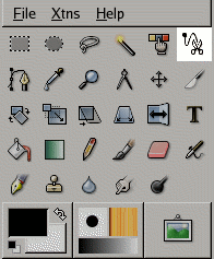 El icono de las tijeras inteligentes en la caja de herramientas.