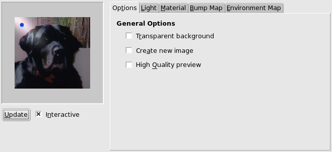 Opciones generales del filtro Efectos de iluminación