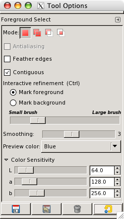 Foreground Select tool options