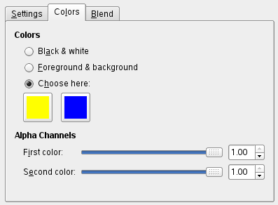 „Sinus” filter options (Color)