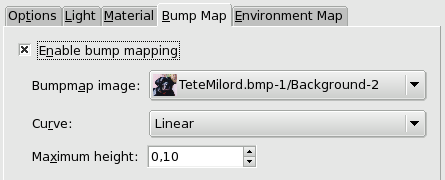 ”Bump Map” options of the Lighting filter