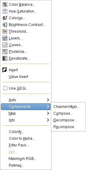 The ”Components” submenu