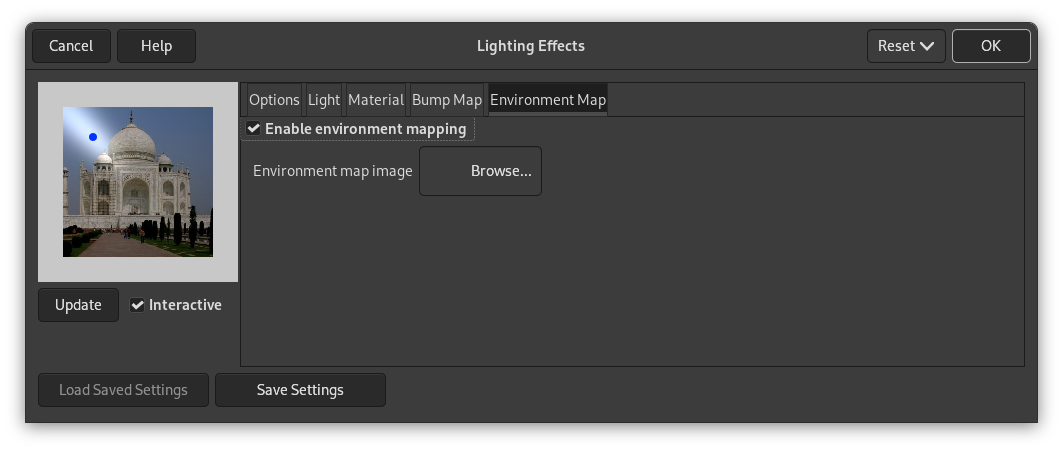 image map coordinates gimp. “Lighting” filter options (Environment Map)