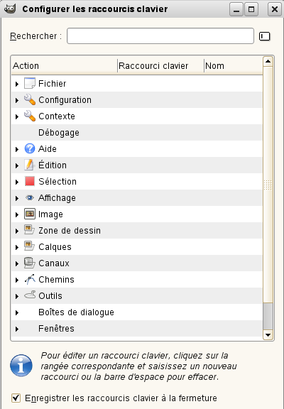 Configurer les raccourcis clavier
