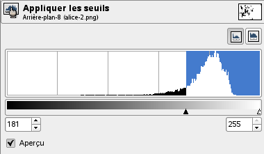 Les options de l'outil Seuil