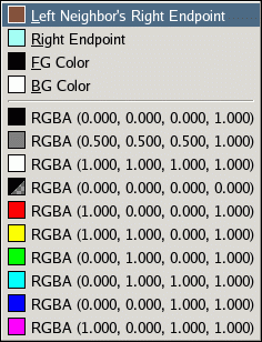 El submenú "Cargar color desde"