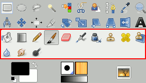 Les outils de peinture (dans la boîte à outils)