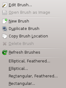 The „Brushes“ context menu
