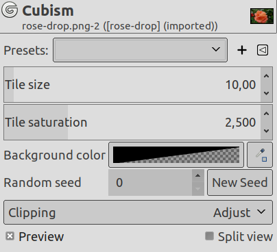 „Cubism“ filter options