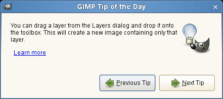 „Tip of the Day“Dialog window