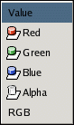 Les opcions del canal per a una capa RGB amb un canal alfa