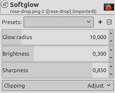 „Softglow“ filter options