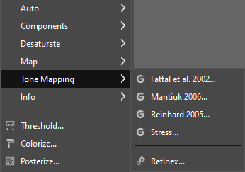 The „Tone Mapping“ submenu