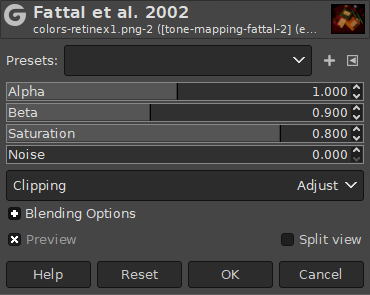 The „Fattal et al. 2002“ filter Dialog