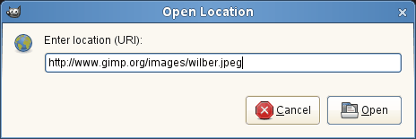 The „Open Location“ dialog window
