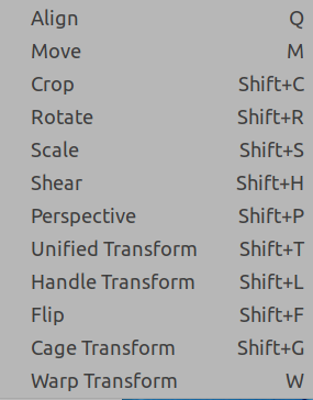 Přehled transformačních nástrojů GIMPu.