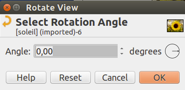 The „Select Rotation Angle“ dialog