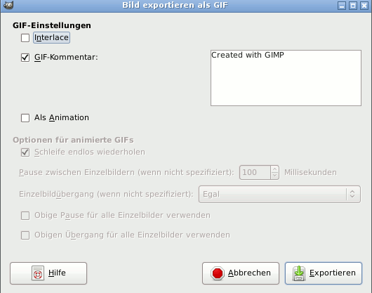 Der GIF-Exportdialog