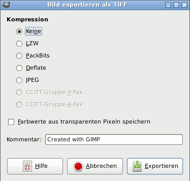 Der TIFF-Exportdialog