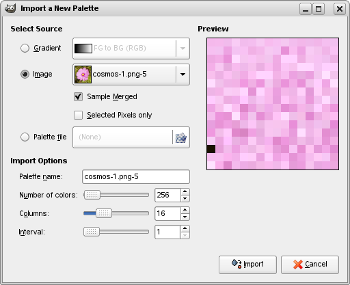 use gimp palette in openoffice or libreoffice