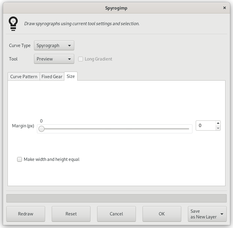 “Spyrogimp” filter options (Size)