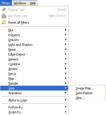 The Web filters menu