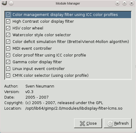 The “Module Manager” dialogue window