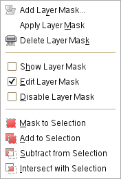The “Mask” submenu of the “Layer” menu