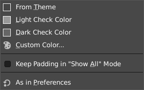 Contents of the “Padding Color” submenu