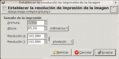 El diálogo “Configurar la resolución de impresión de la imagen”