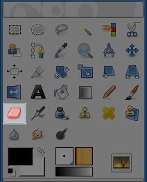 El icono de la herramienta de borrado en la caja de herramientas
