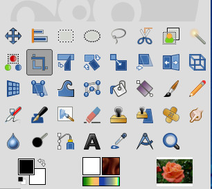 Los iconos de herramienta en la caja de herramientas