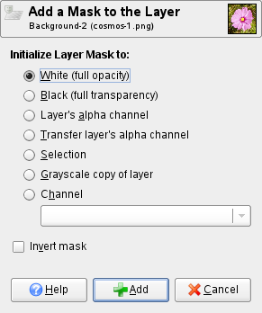 The ”Add Layer Mask” dialog
