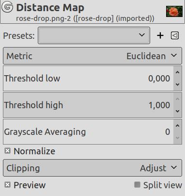 ”Distance Map” options