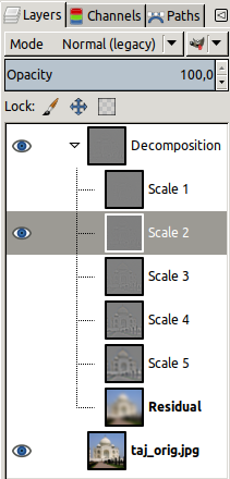 Example for “Wavelet decompose” filter