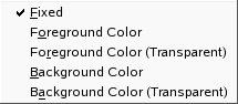 The Left/Right color type sub-menu