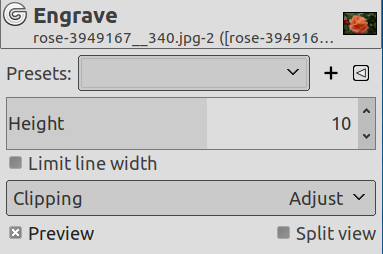 „Engrave” options