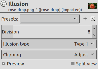 „Illusion” filter options