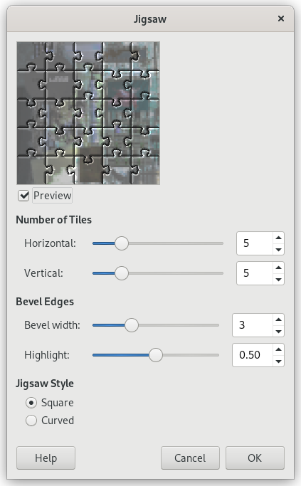 “Jigsaw” filter options