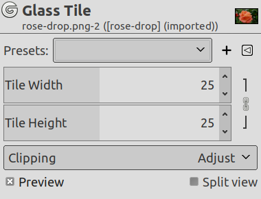 „Glass Tile“ filter options