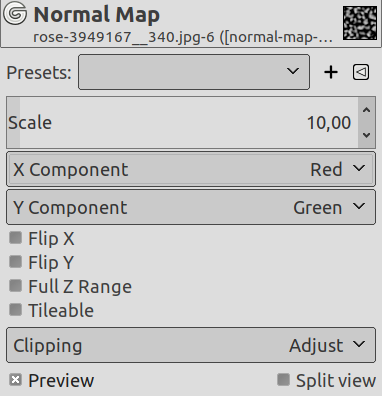 „Normal Map“ options