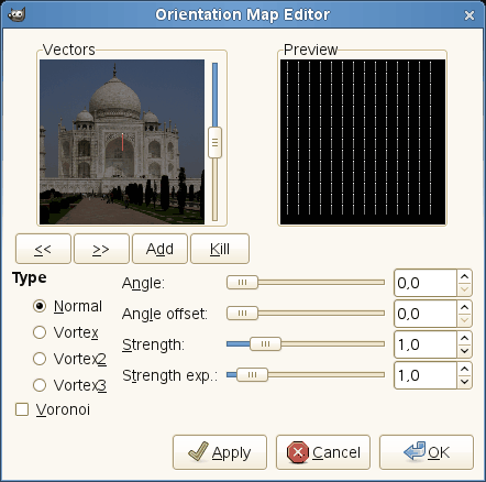 Options of the „Orientation-map Editor” dialog