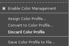 The “Color Management” submenu of the “Image” menu