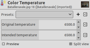 „Color Temperature” options