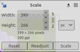 The Scale adjustment dialog