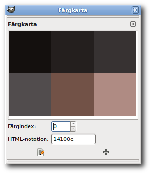 An indexed image with 6 colors and its Colormap dialog