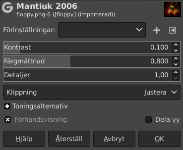 Filterdialogen för ”Mantiuk 2006”