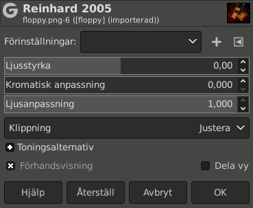 The ”Reinhard 2005” filter Dialog