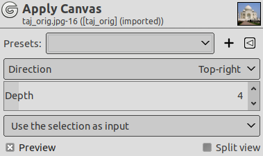 «Apply Canvas» options