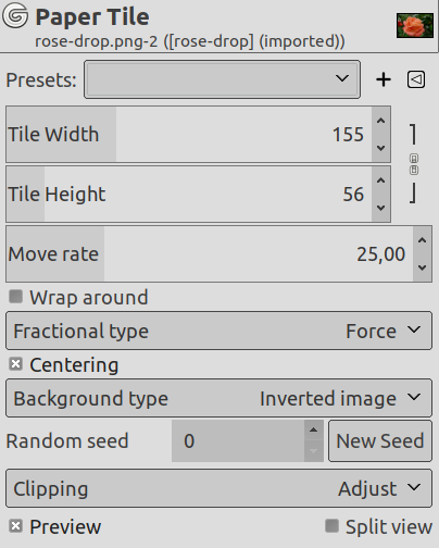 «Paper Tile» filter options